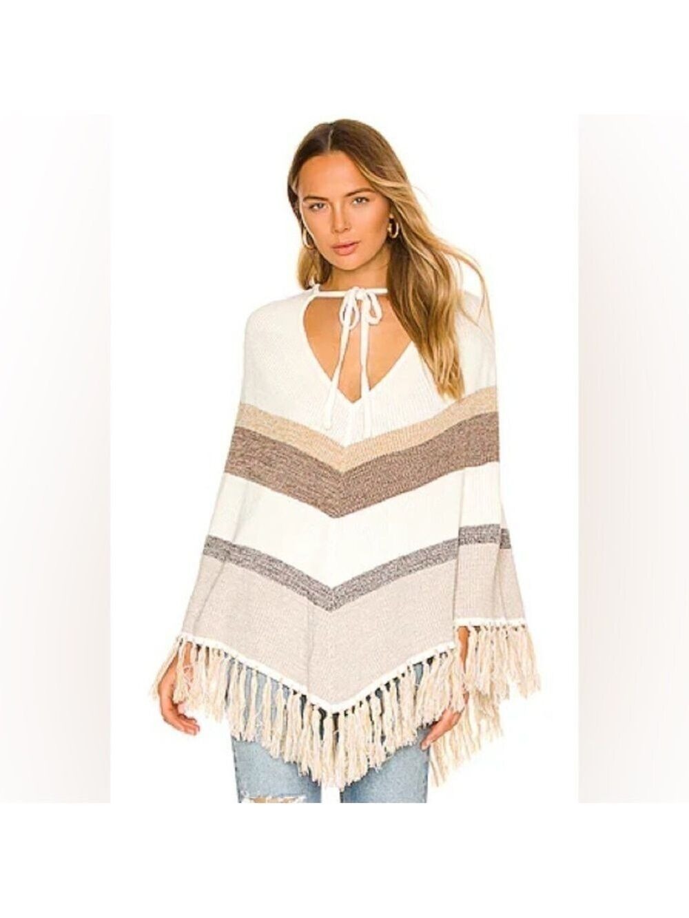 Tularosa Amada Poncho Tonal Stripe Wool Pullover Sweater Size XS NWT